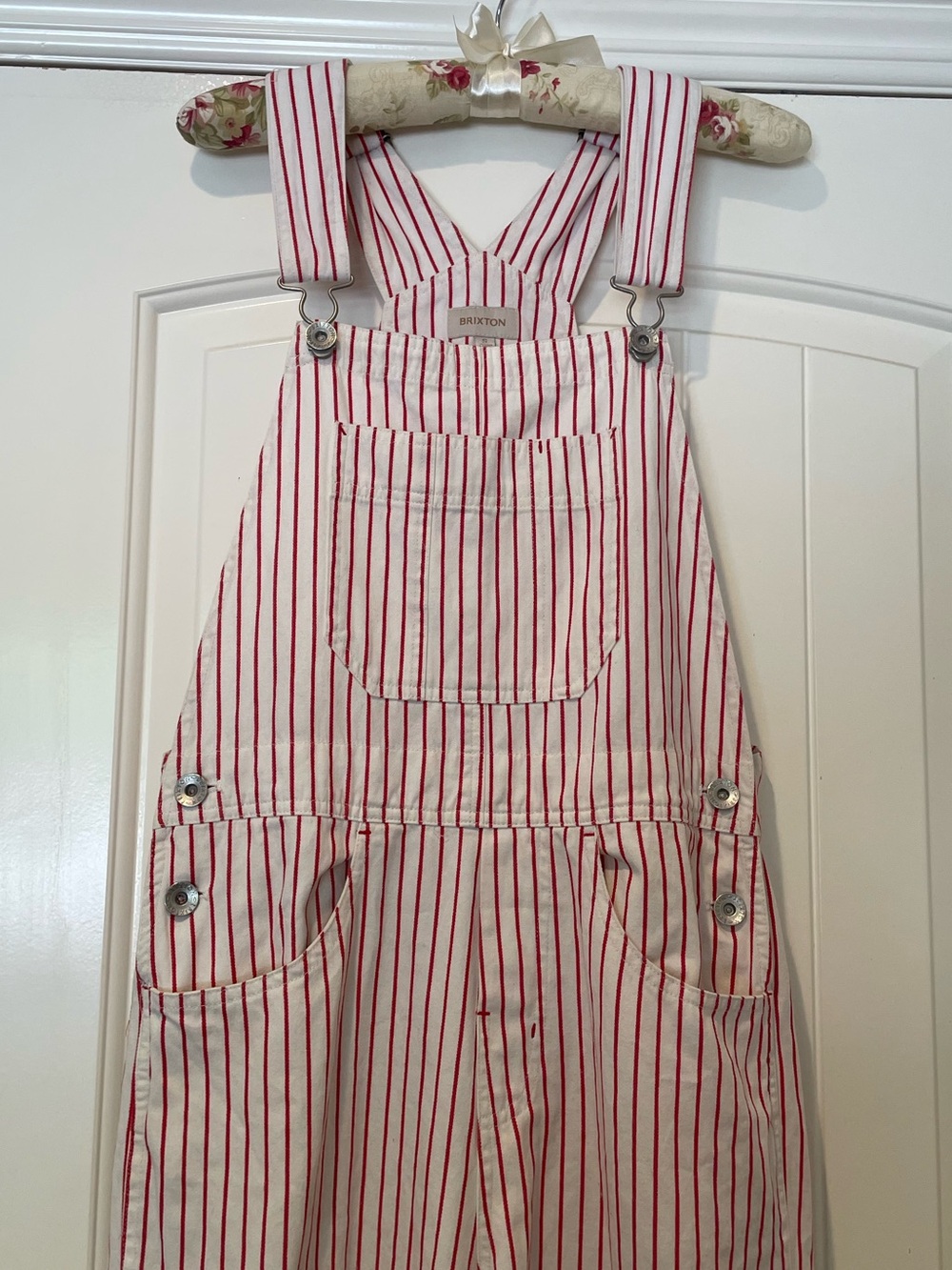 100% Cotton Brixton Costa Overall Aloha Red Pinstripe EUC - size Small - Picture 2 of 8